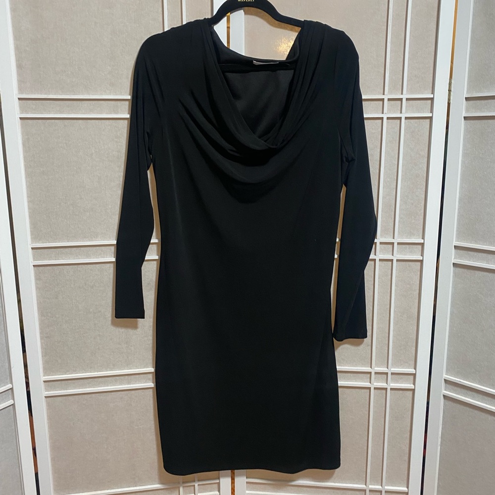 Calvin Klein womens black cowl neck dress 12